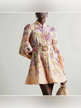 Zimmermann Lyrical Floral Button Front Minidress Size 1 (4-6) Womens